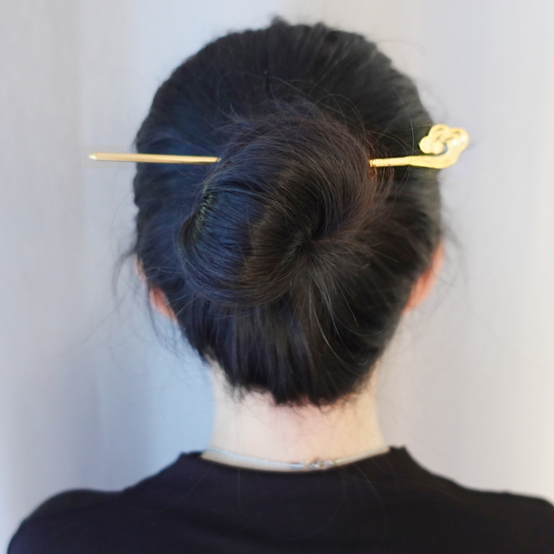 Auspicious Cloud Hair Stick Satin Gold - Yun Boutique