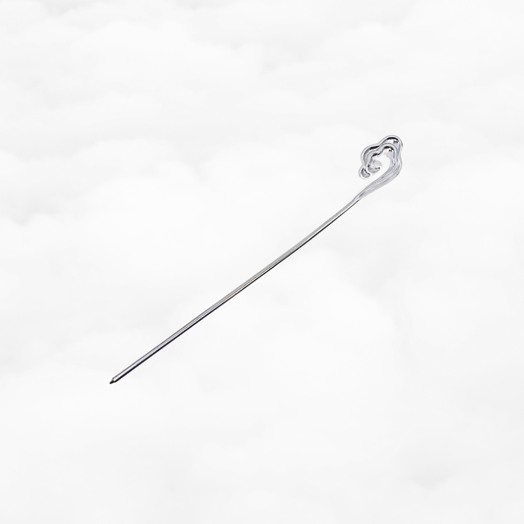 Auspicious Cloud Hair Stick Satin Silver - Yun Boutique