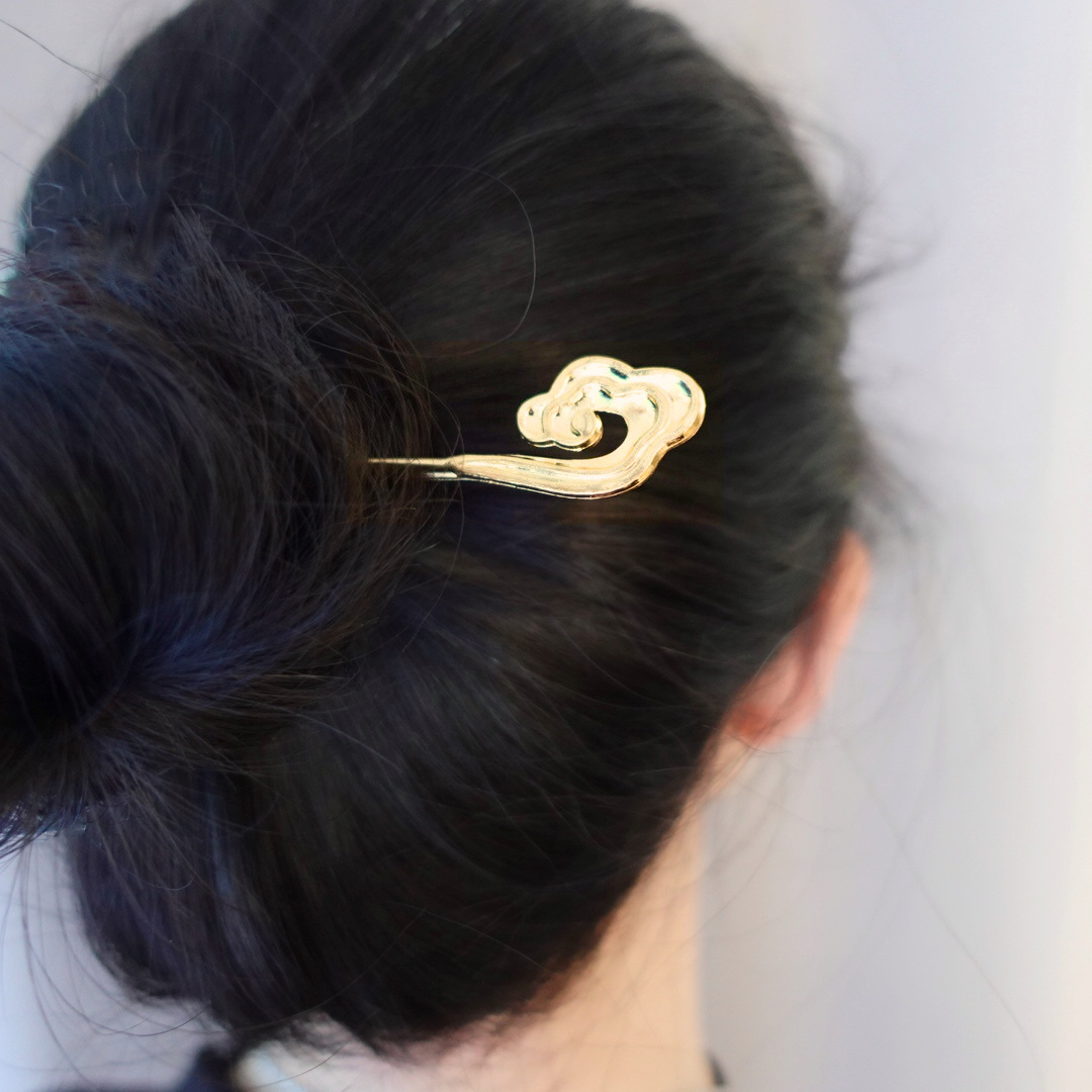 Auspicious Cloud Hair Stick Satin Gold - Yun Boutique