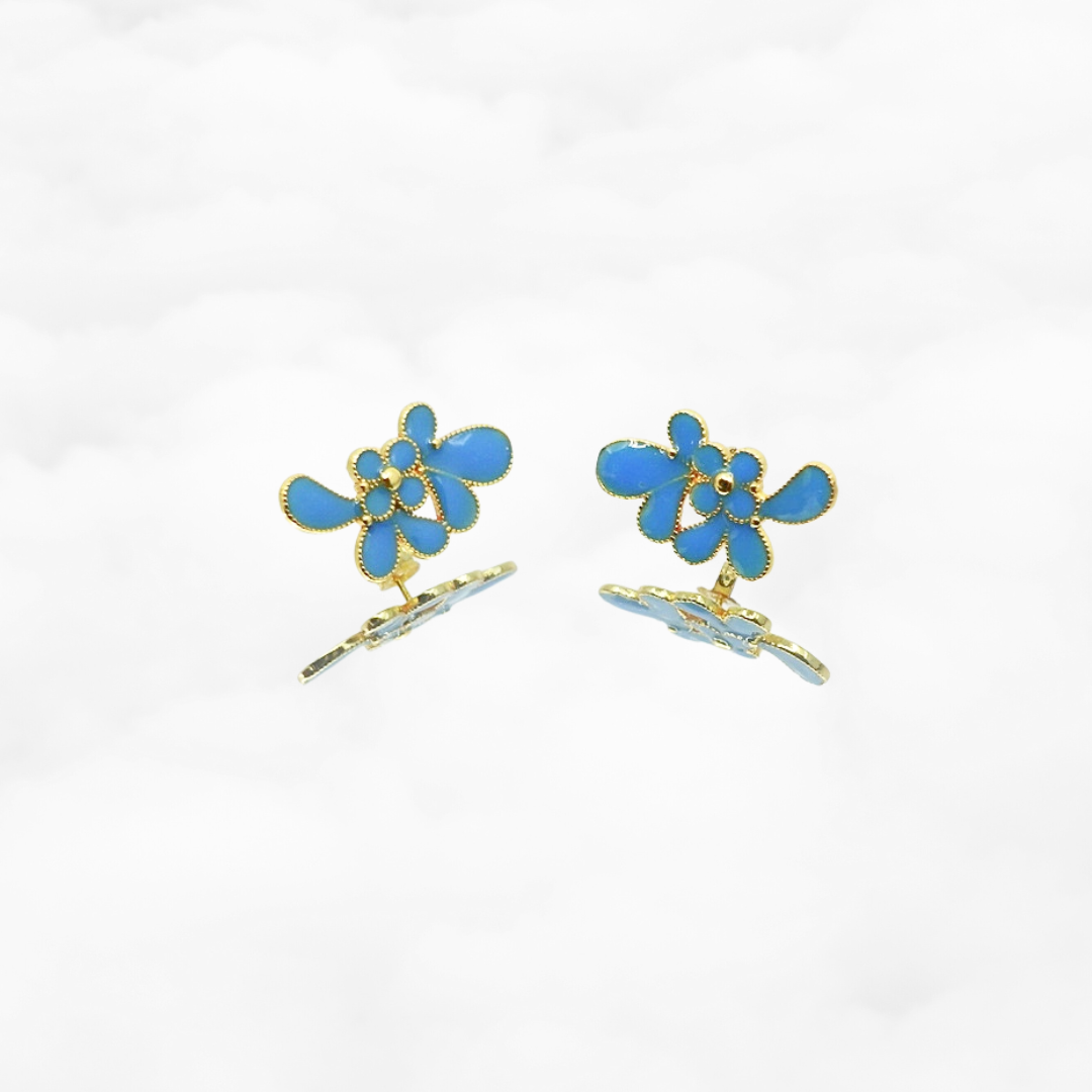 Imitation Kingfisher Flower Studs - Yun Boutique