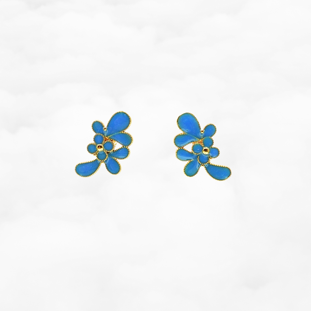 Imitation Kingfisher Flower Studs - Yun Boutique