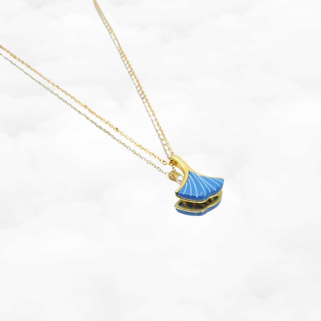 Ginkgo Leaf Turquoise Pendant Necklace - Yun Boutique