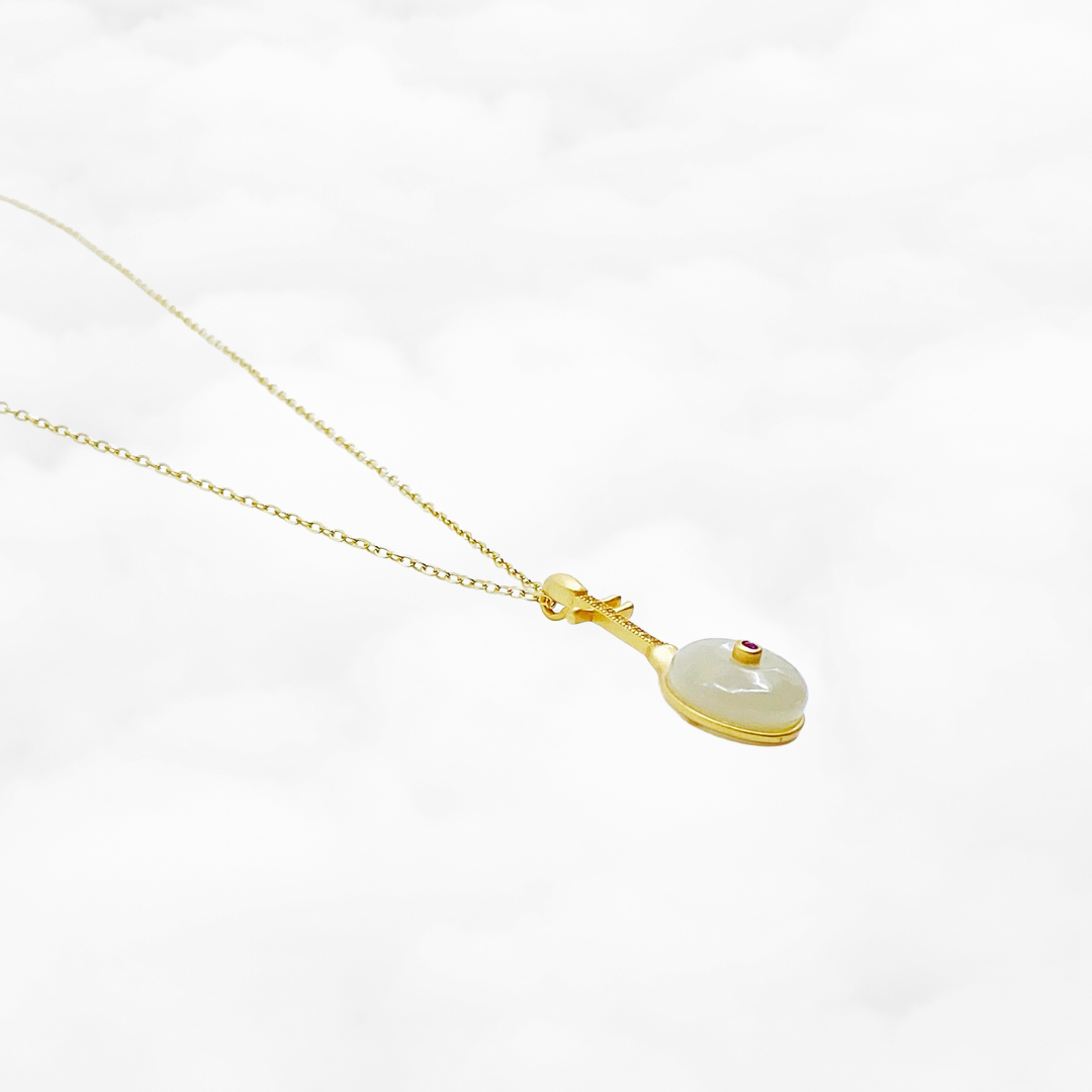 Gold Pipa Hetian Jade Necklace - Yun Boutique