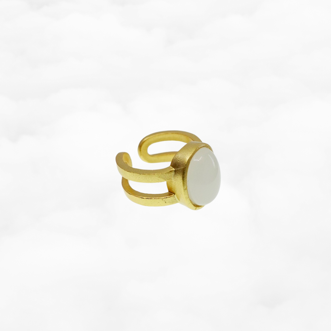 White Jade Statement Ring - Yun Boutique