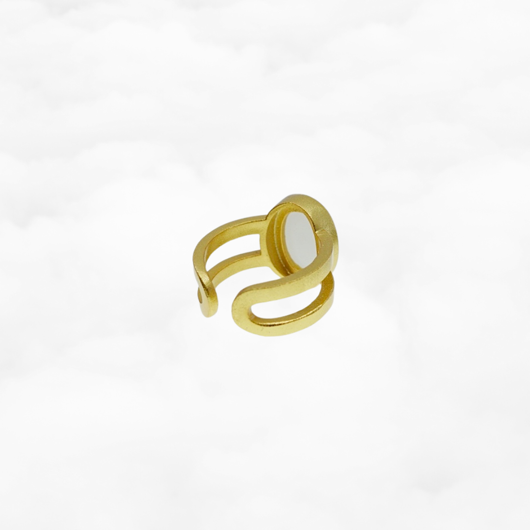 White Jade Statement Ring - Yun Boutique