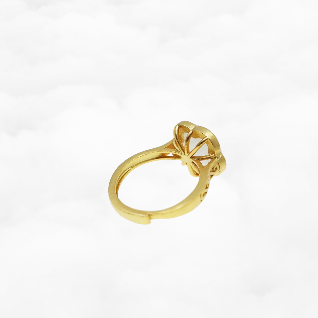 White Jade Plum Blossom Flower Ring - Yun Boutique