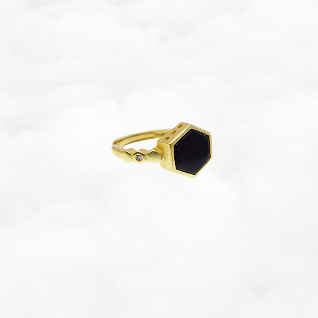 Black Jade Honeycomb Ring - Yun Boutique