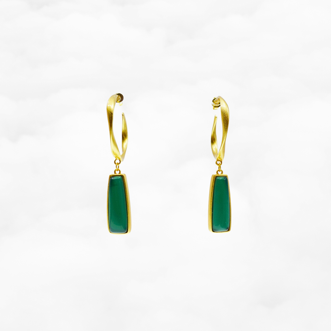 Green Jade Statement Earrings - Yun Boutique