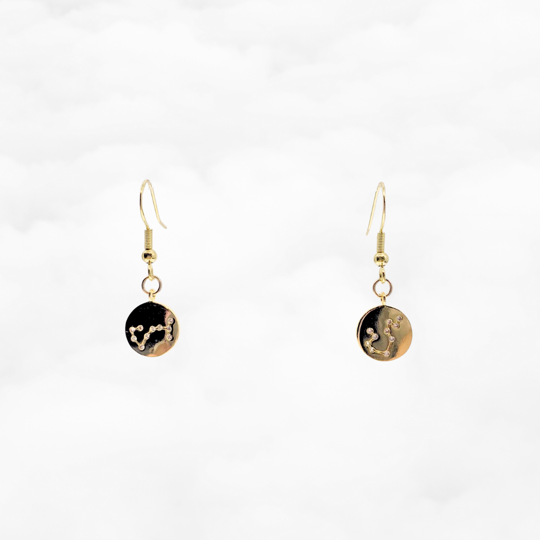 Zodiac Charm Earrings Gold - Yun Boutique