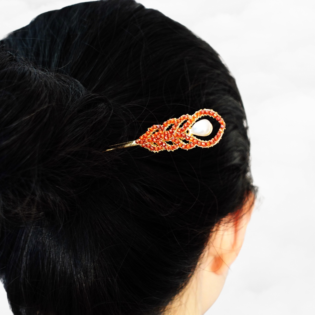 Phoenix Feather Carnelian Hairstick - Yun Boutique