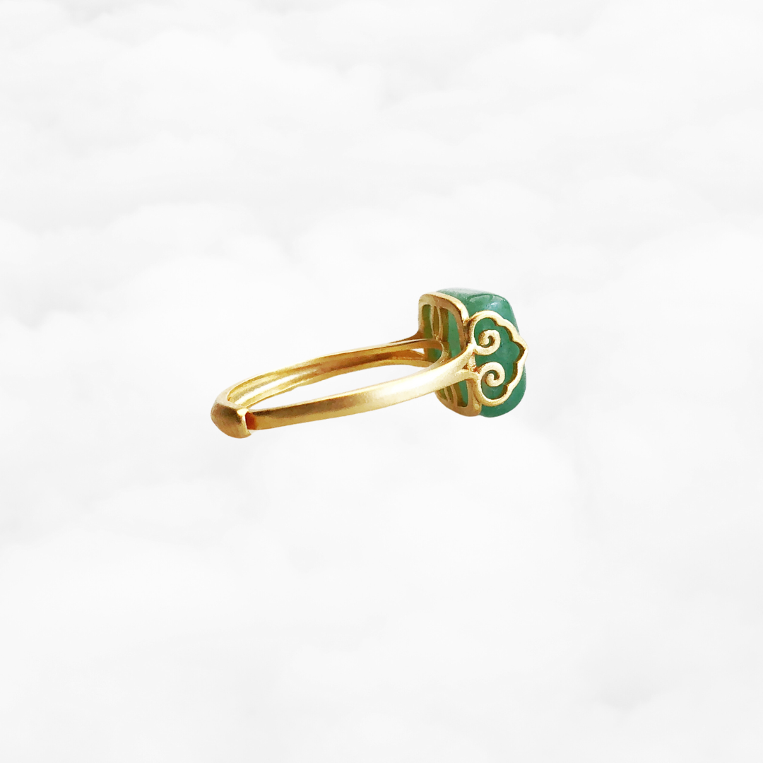 Gold Square Aventurine Ring