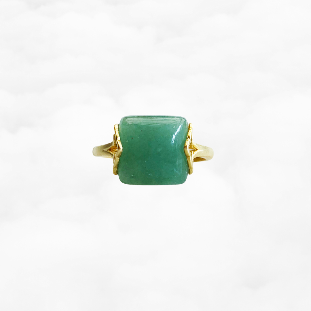 Gold Square Aventurine Ring