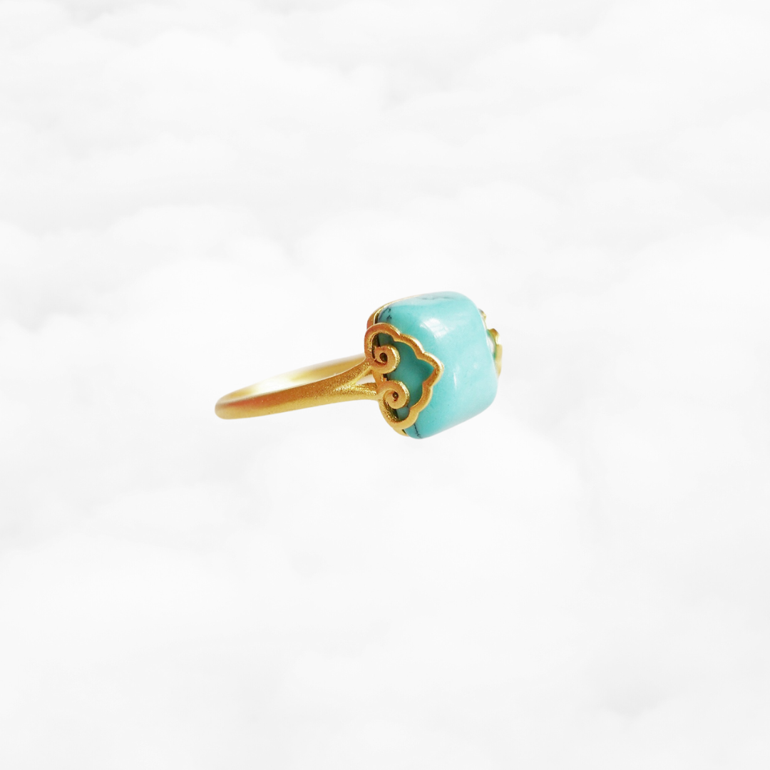 Gold Square Turquoise Ring