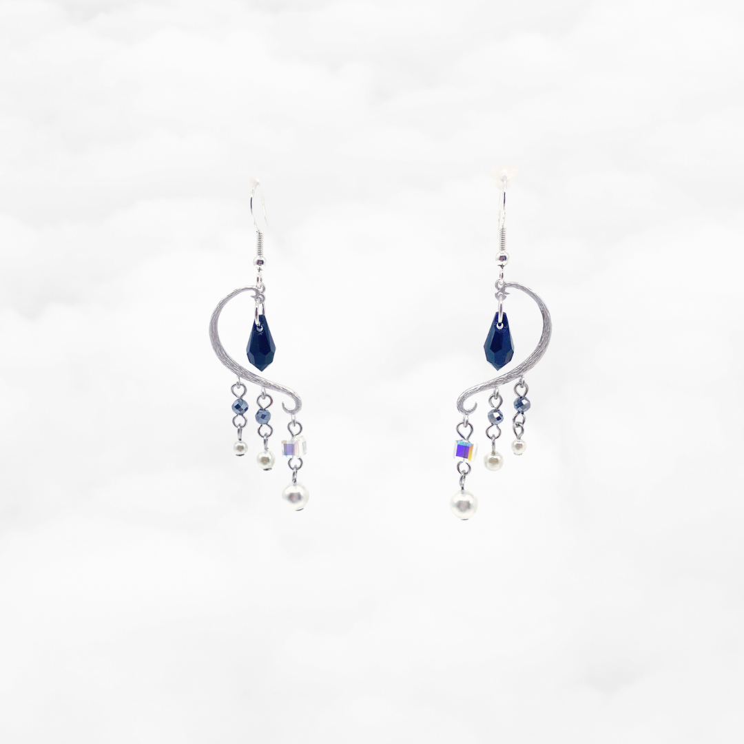 Heavenly Elegance Earrings - Silver Black