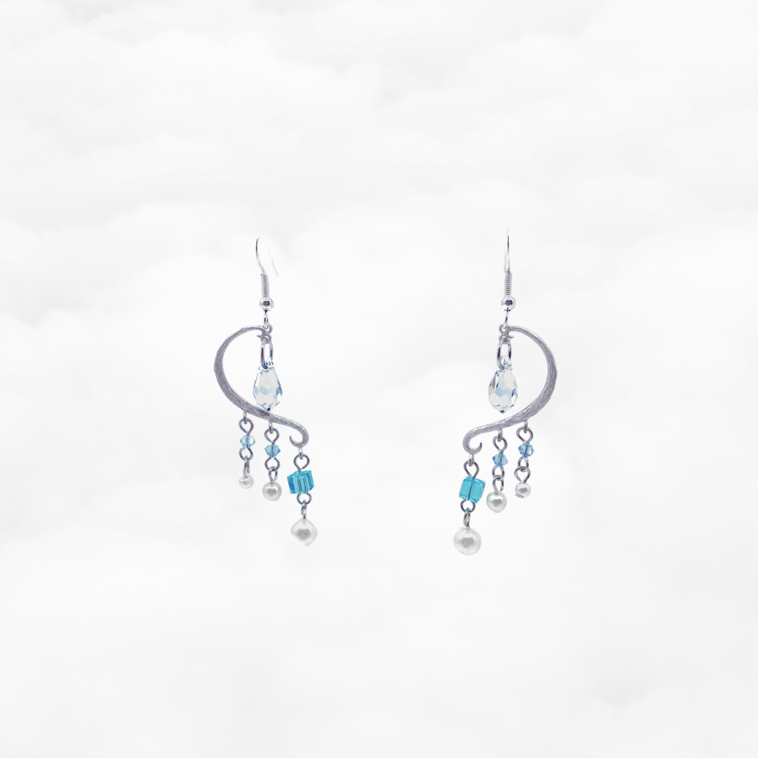 Heavenly Elegance Tassel Earrings - Silver Blue