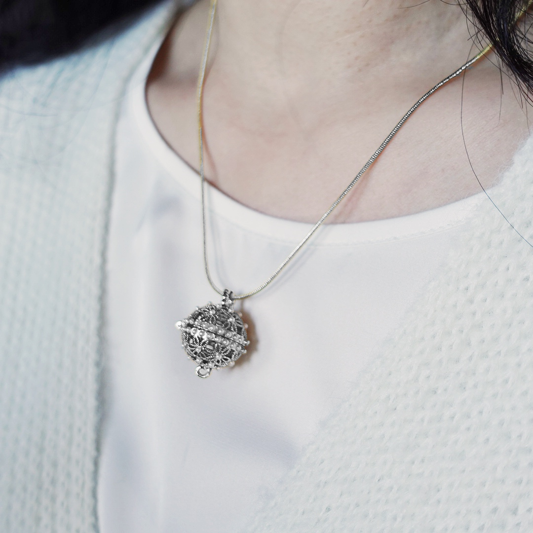 Silver Filigree Locket Pendant Necklace