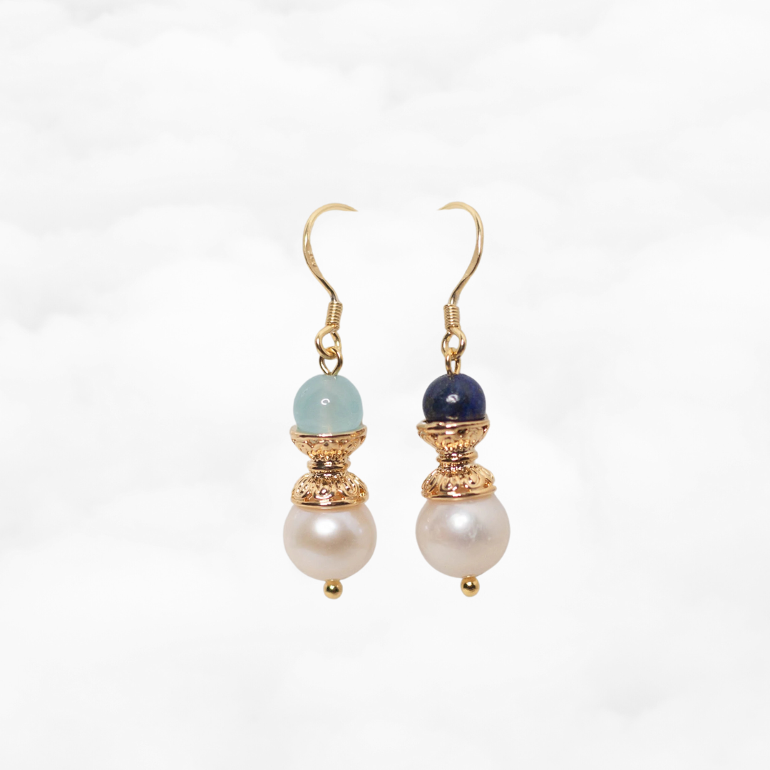 Gold Lotus Pearl Earrings