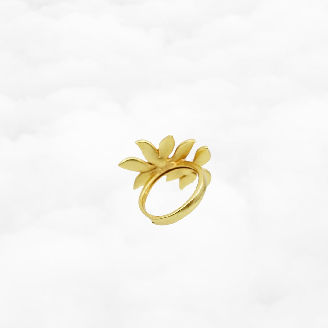 Gold Enamel Orchid Ring