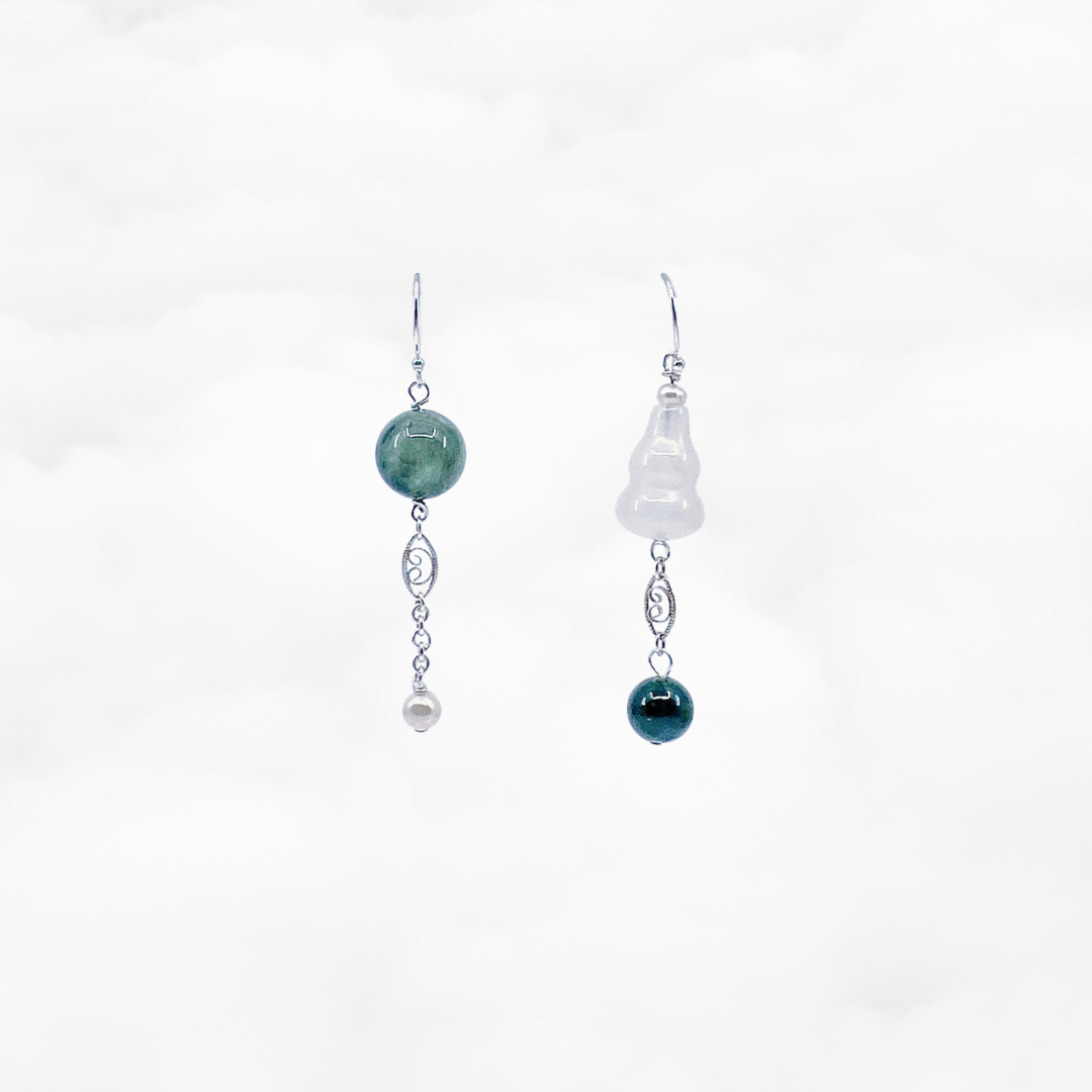 The Nine Asymmetry Green Phantom and Jade Earrings