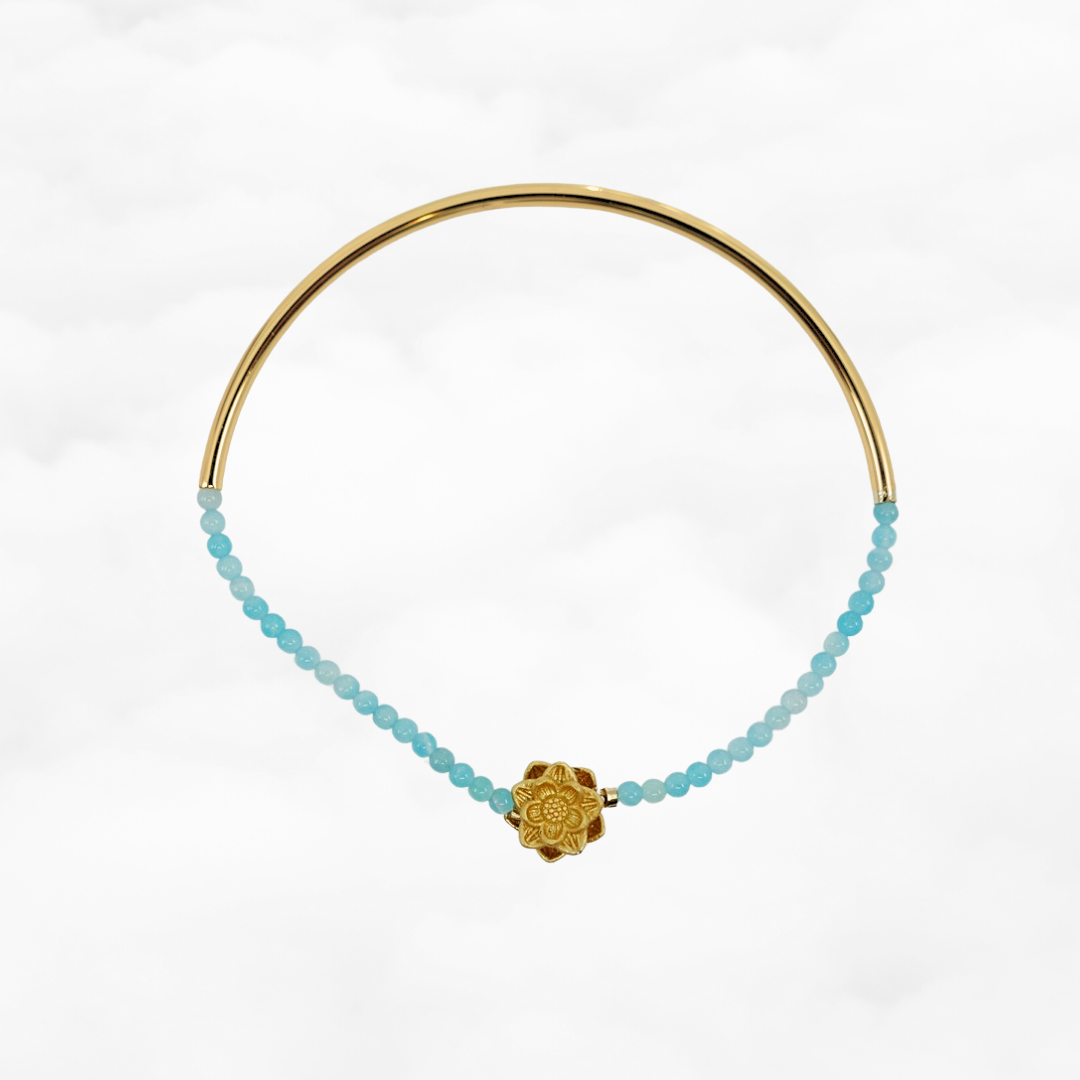 Half Bangle Lotus Amazonite Bracelet - Yun Boutique