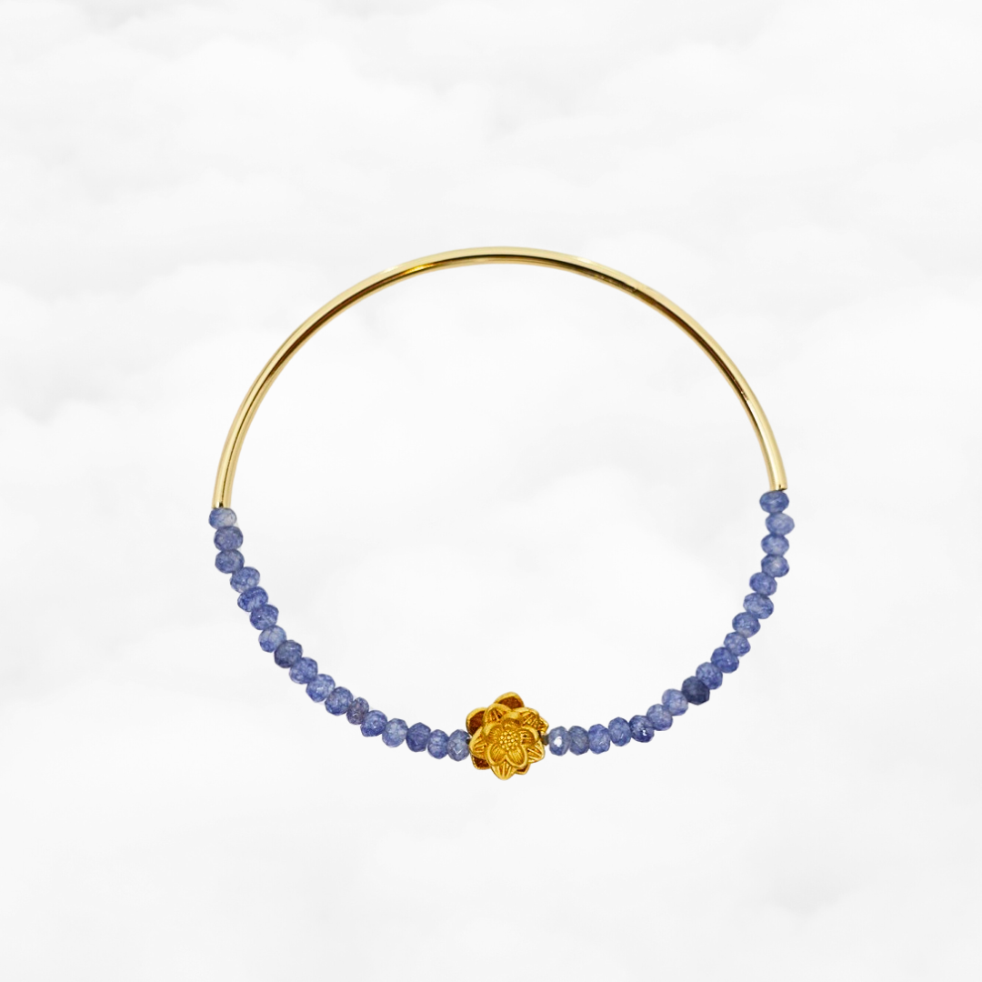 Half Bangle Lotus Sapphire Bracelet - Yun Boutique