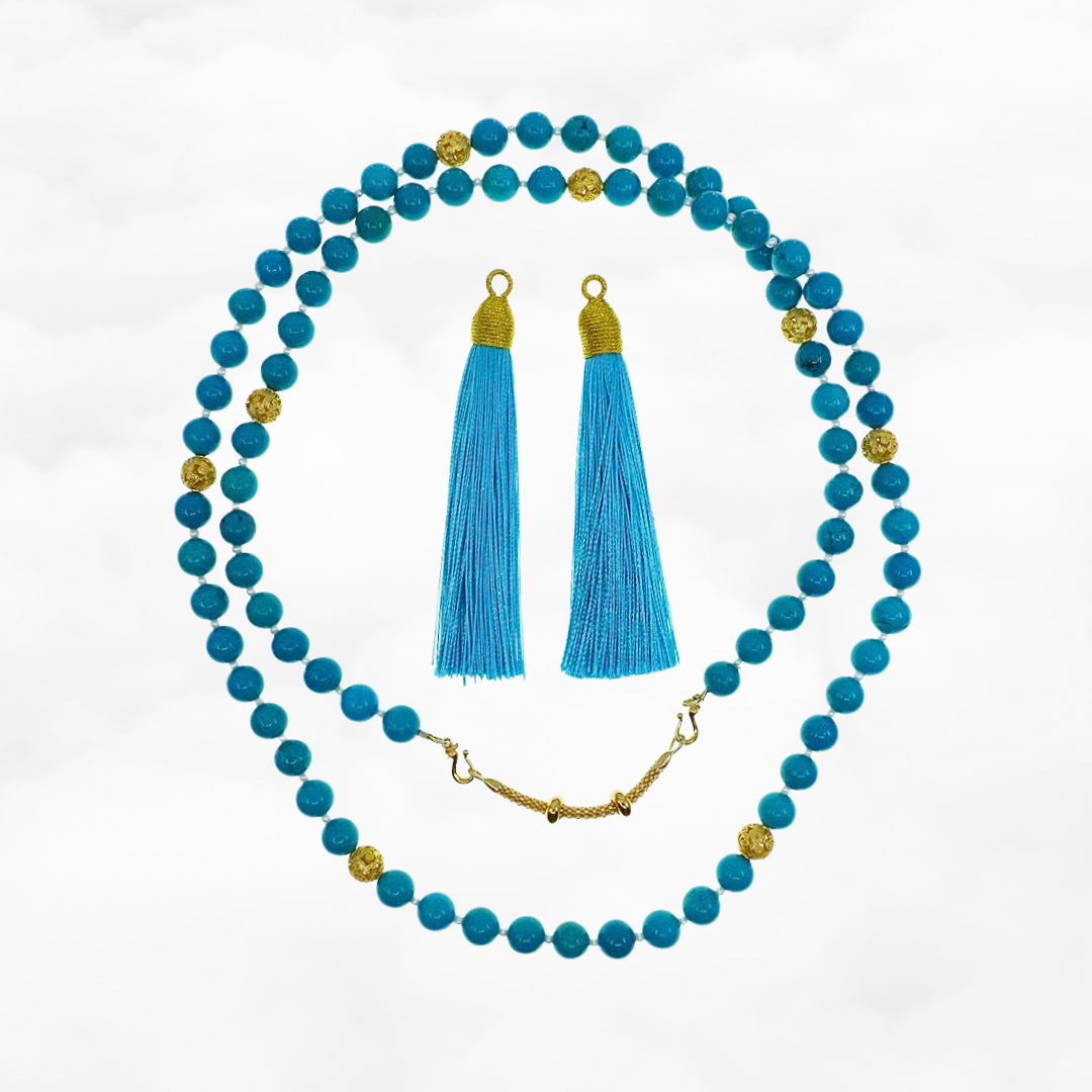 Return to Origin Multi-style Turquoise Beaded Necklace with Tassels - Yun Boutique