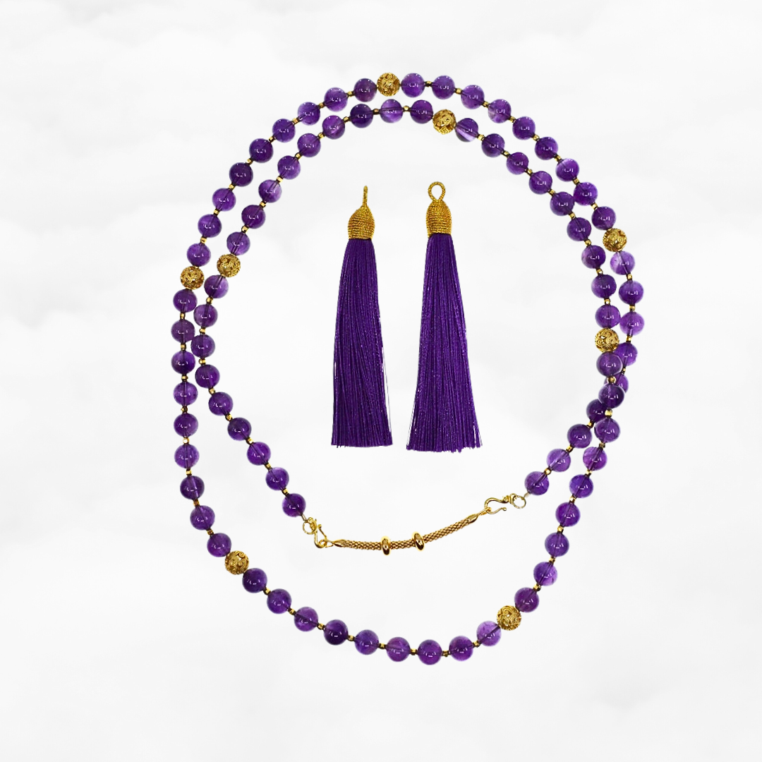 Return to Origin Multi-style Amethyst Beaded Necklace with Tassels - Yun Boutique