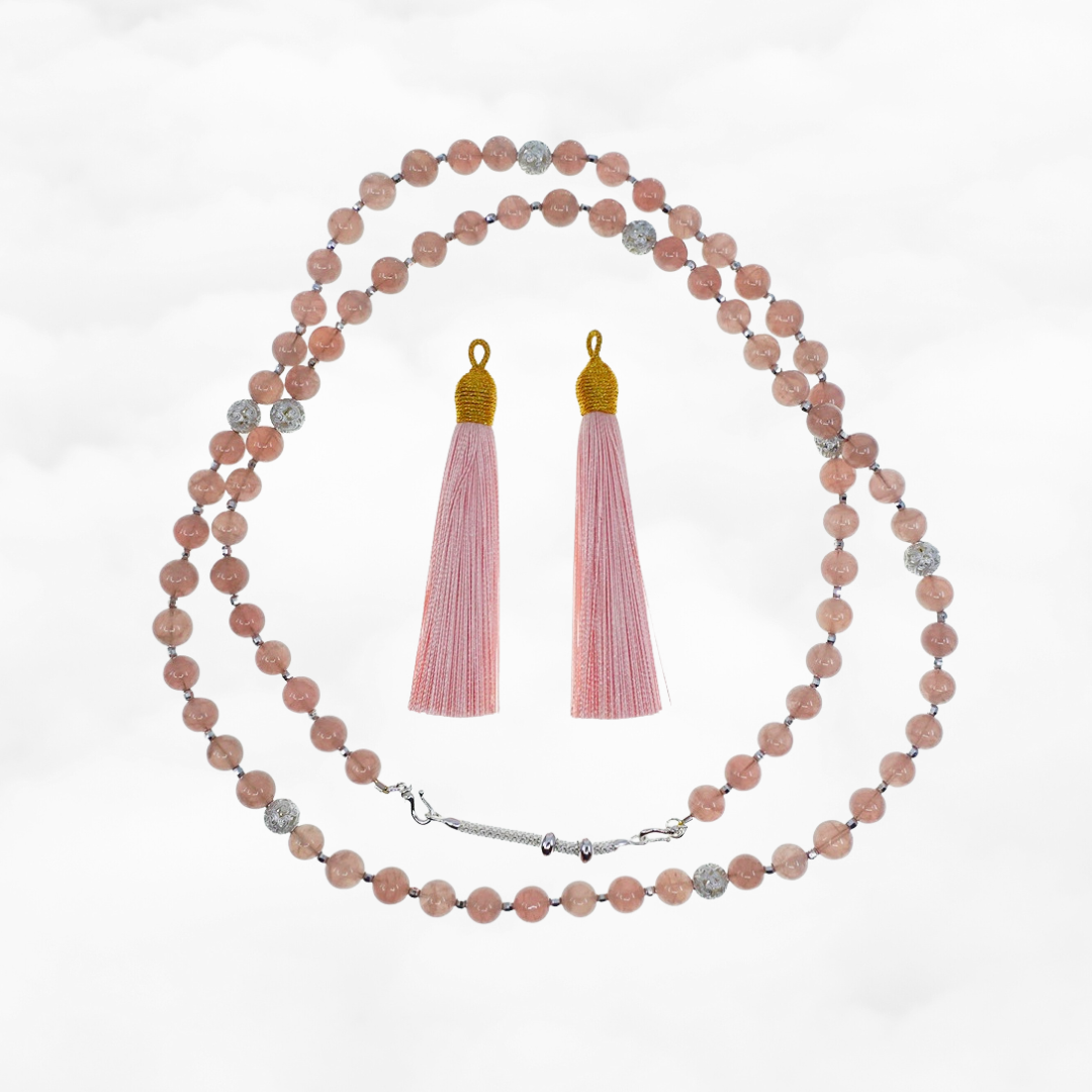 Return to Origin Multi-style Rose Quartz Beaded Necklace with Tassels - Yun Boutique