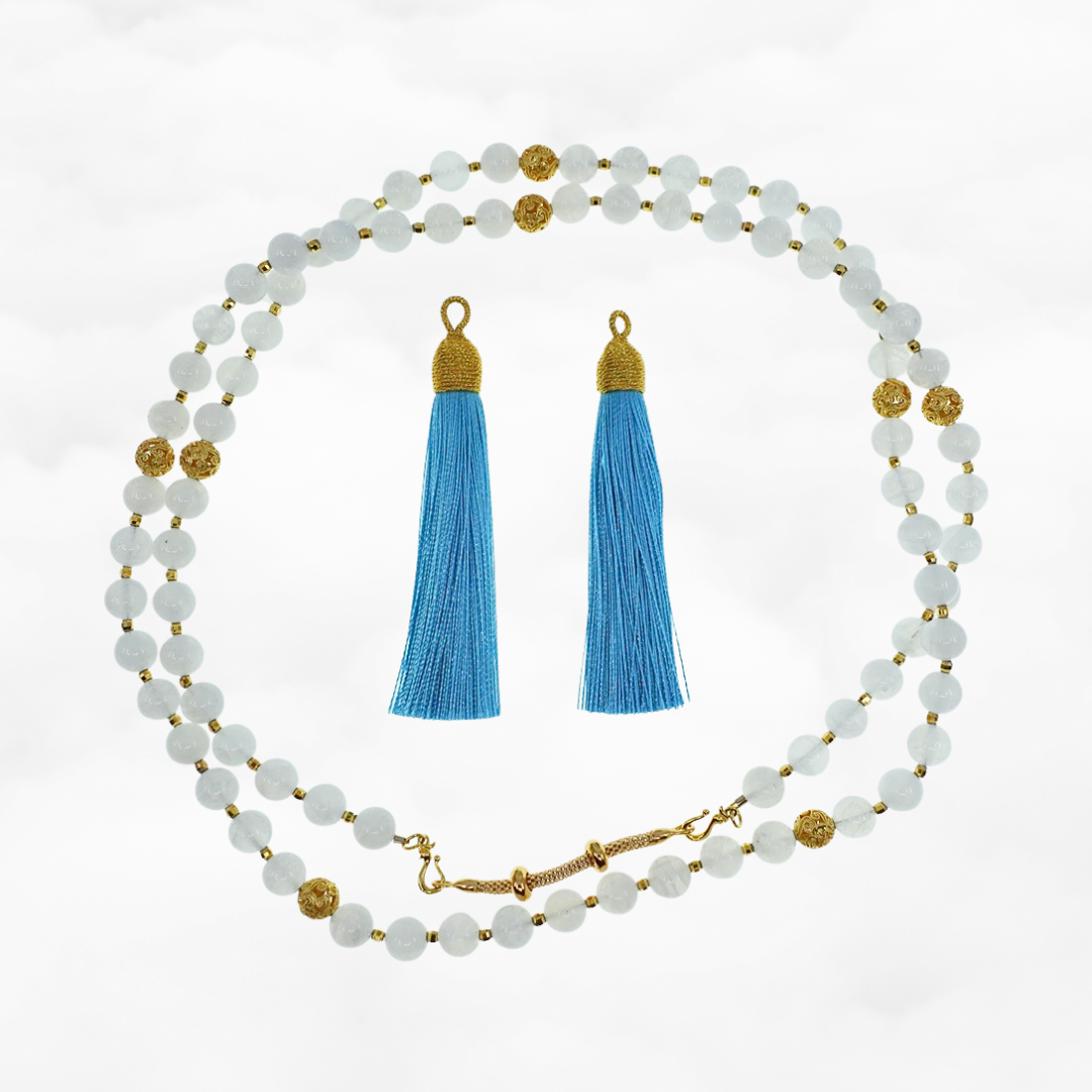 Return to Origin Multi-style Moonstone Beaded Necklace with Tassels - Yun Boutique