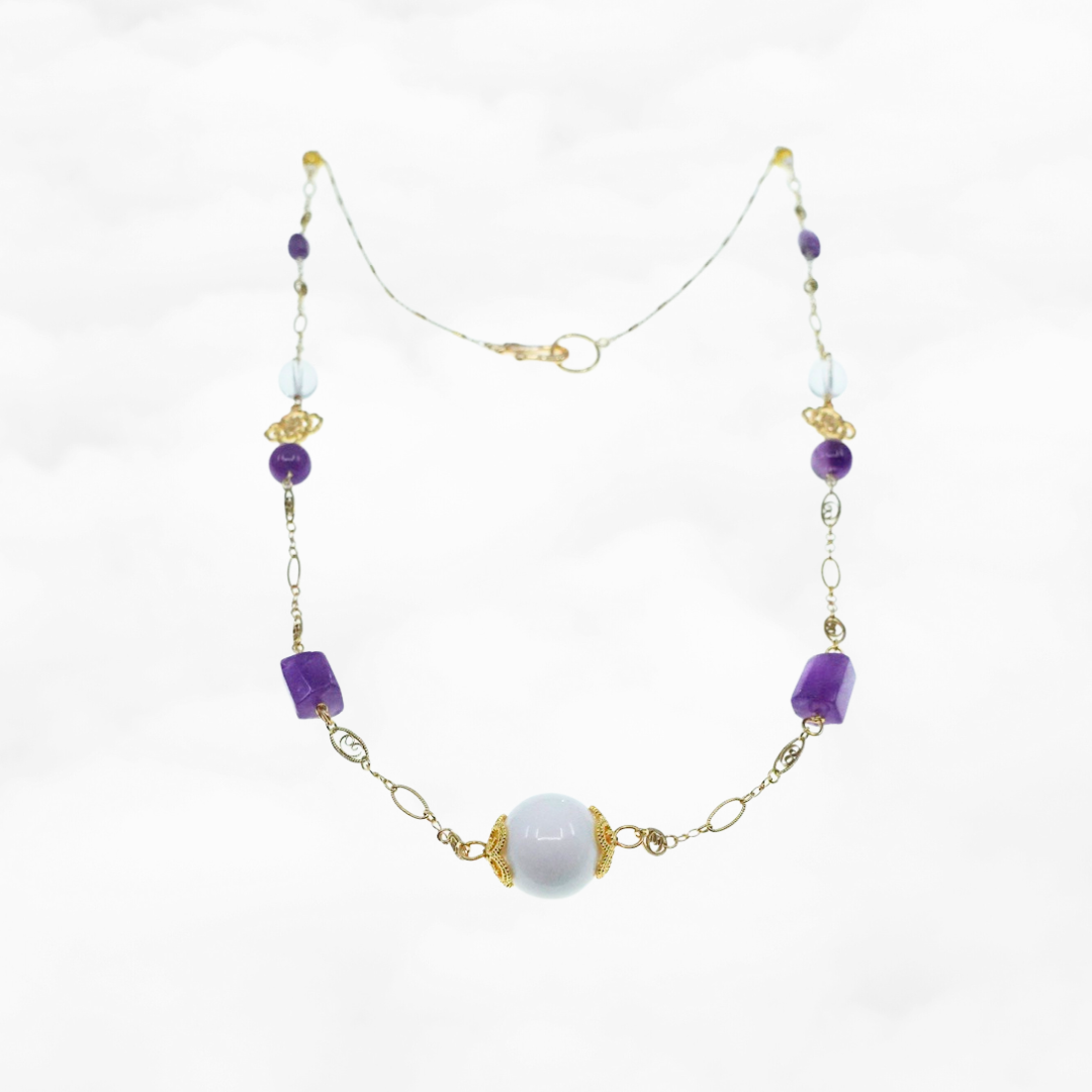 Winter Theme Gemstone Long Necklace - Yun Boutique