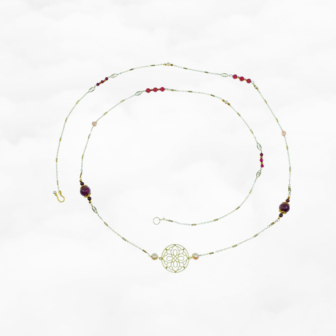 Autumn Ruby and Garnet Long Necklace - Yun Boutique