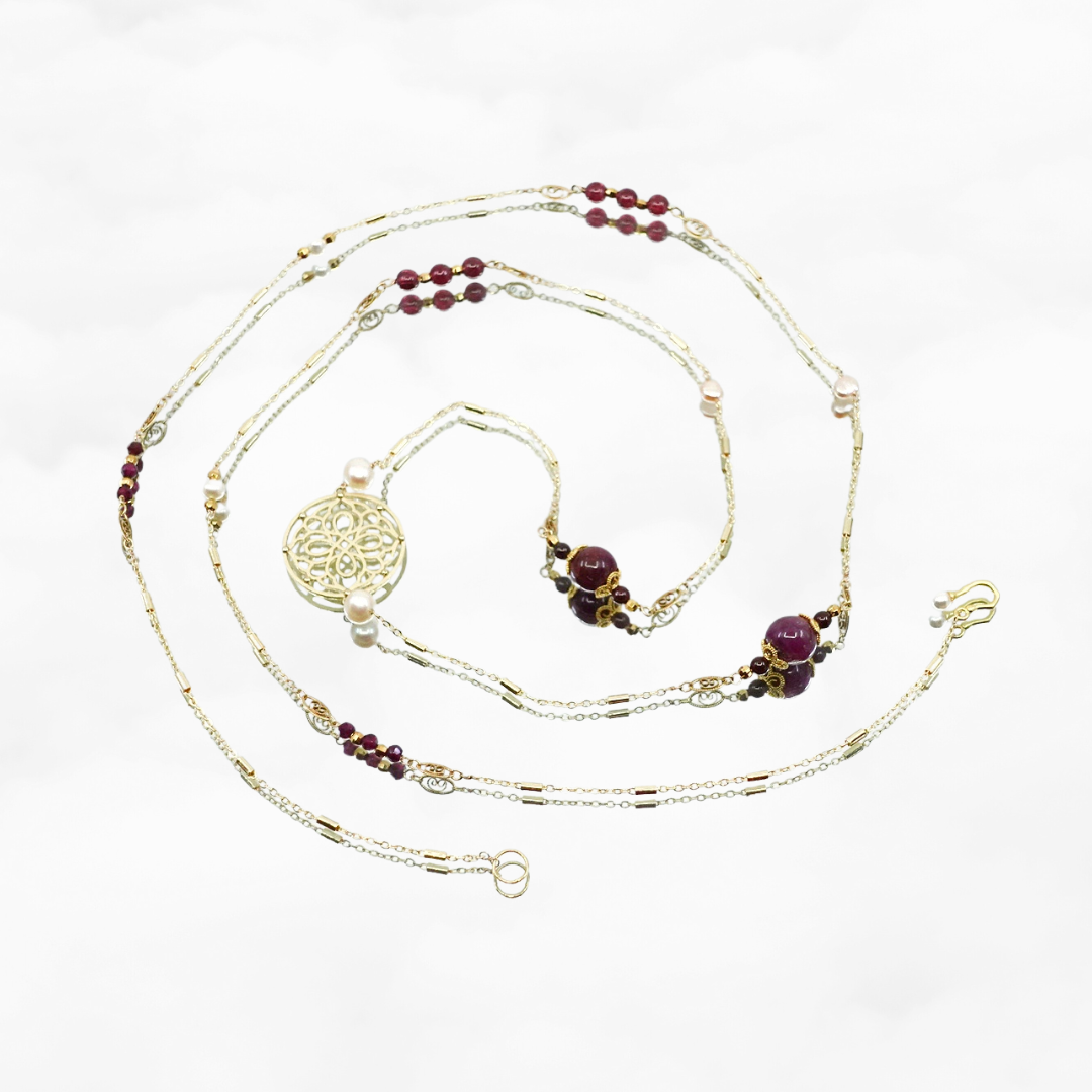 Autumn Ruby and Garnet Long Necklace - Yun Boutique