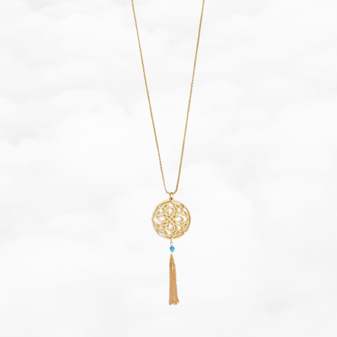 Auspicious Origin Large Tassel Pendant Necklace Gold - Yun Boutique