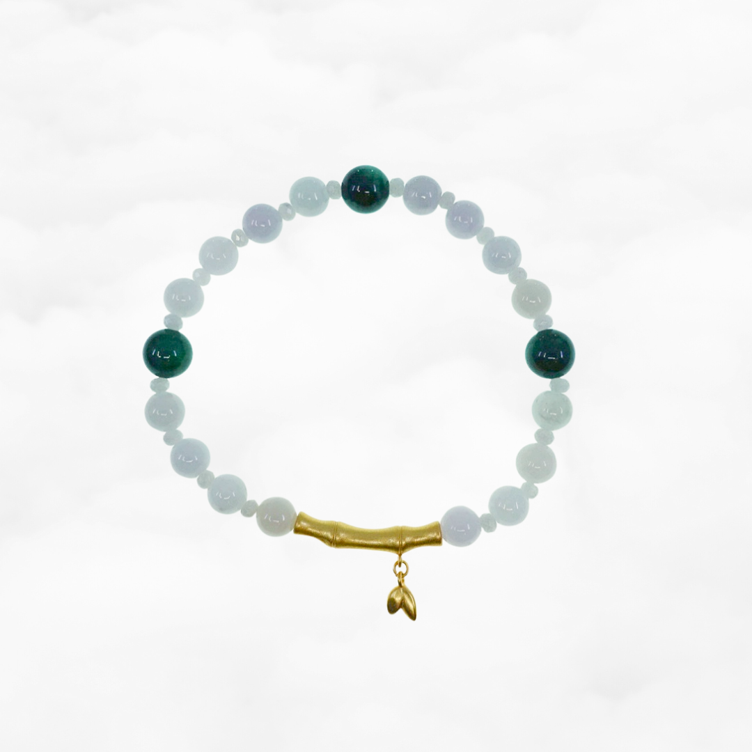 Bamboo Theme Beaded Jadeite Bracelet - Yun Boutique