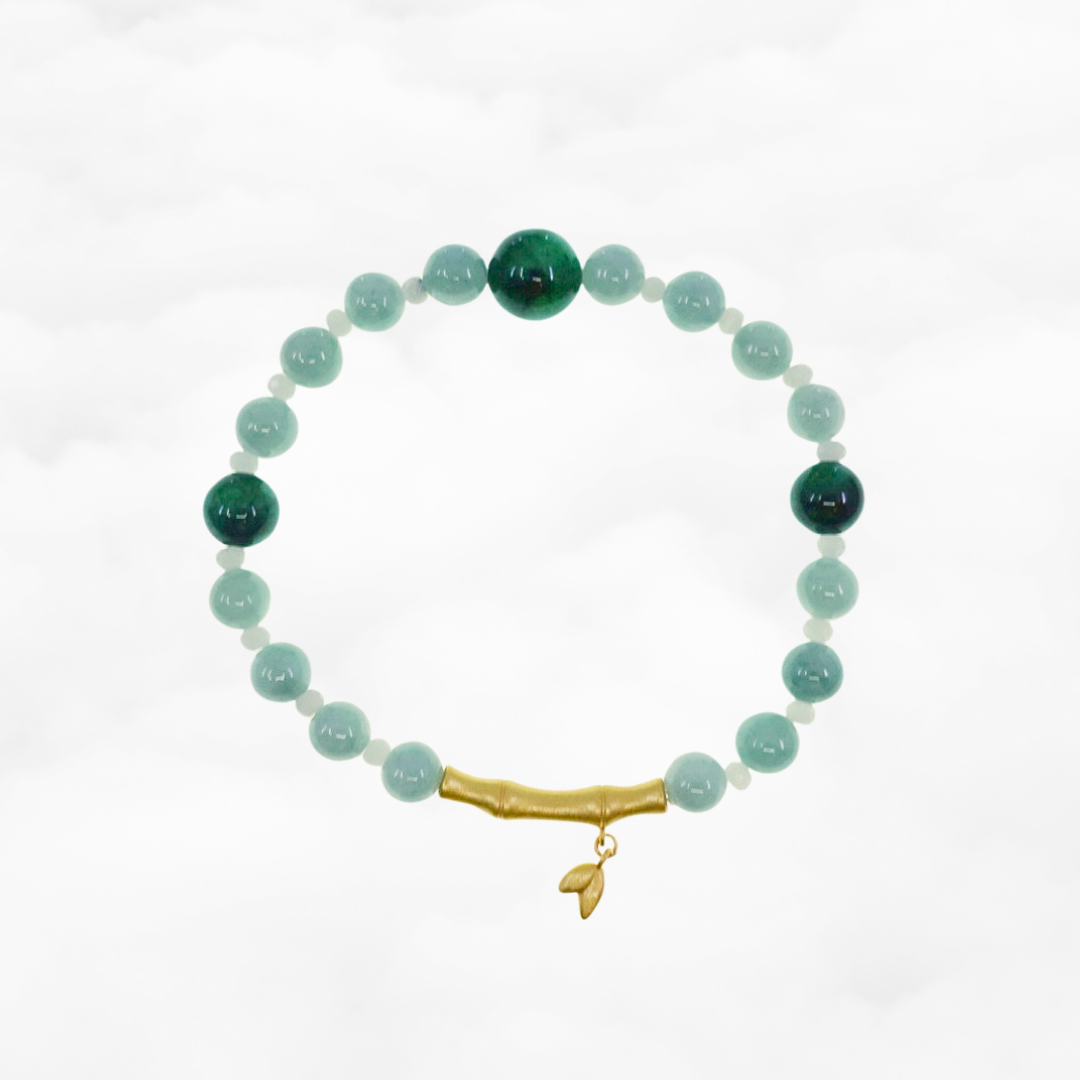 Bamboo Theme Beaded Jadeite Bracelet - Yun Boutique