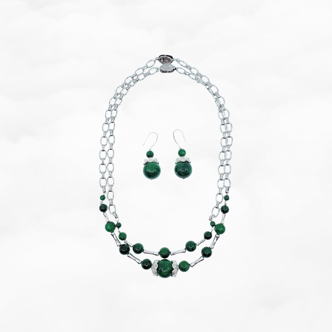 Elf Forest Jadeite Statement Necklace Set - Yun Boutique