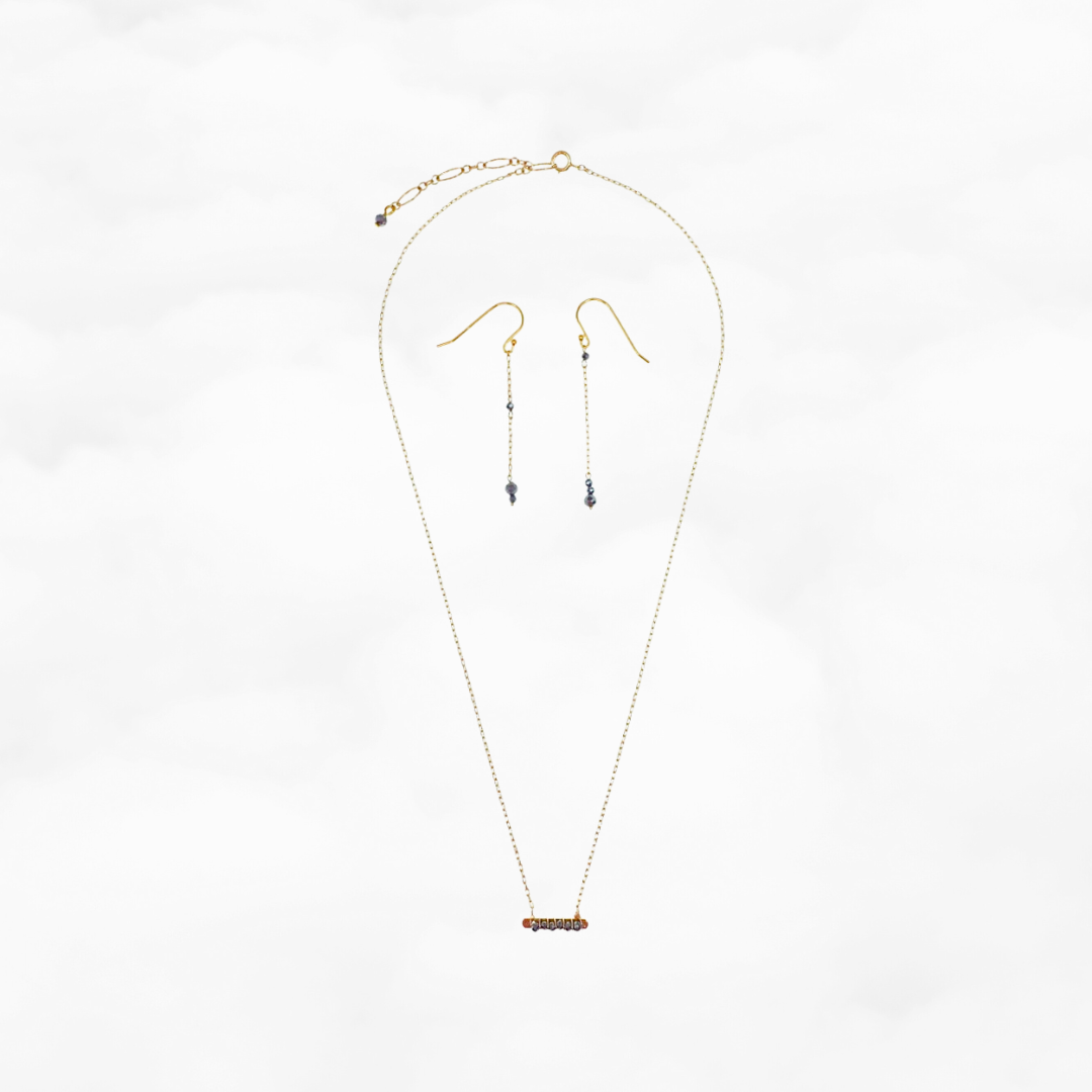 Radiance Necklace and Line Earrings Set (Terahertz) - Yun Boutique