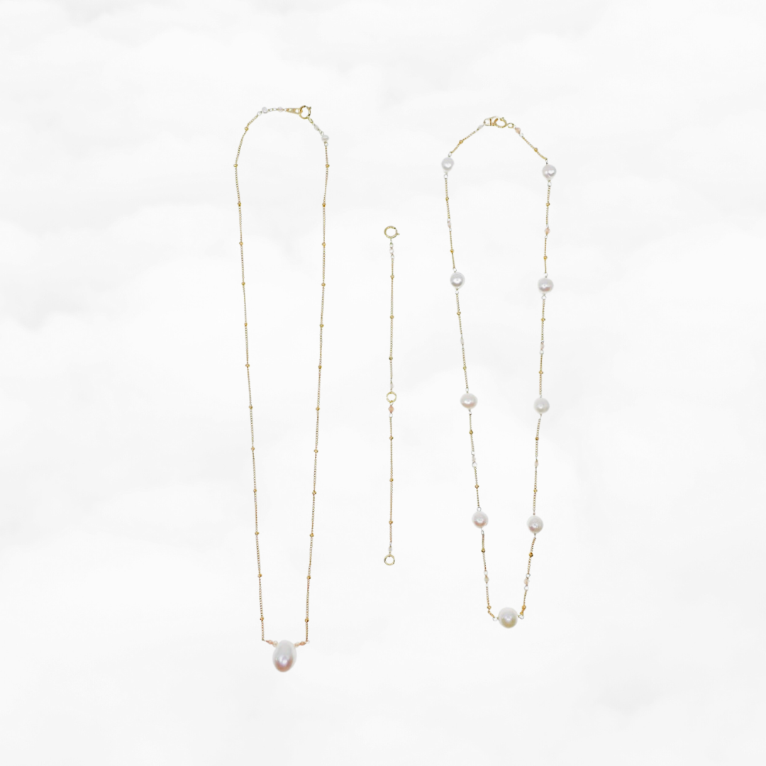 Layered Duo Pearl Necklaces with Extension - Yun Boutique