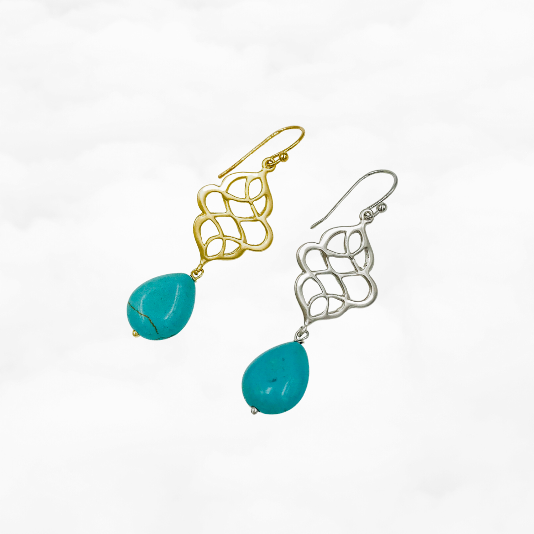 Chinese Knot Turquoise Earrings - Yun Boutique