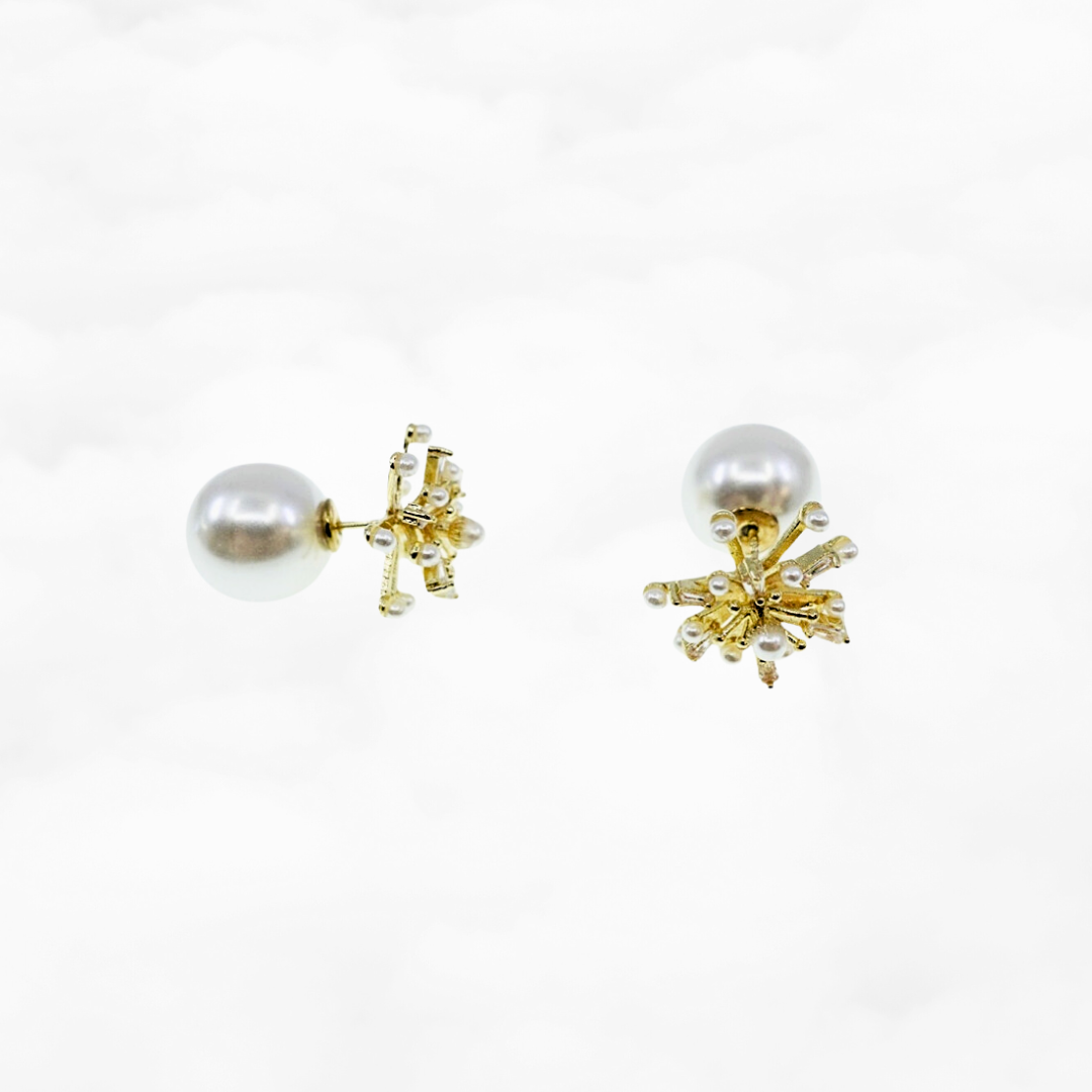 Firework Zircon and Pearl Stud Earrings - Yun Boutique