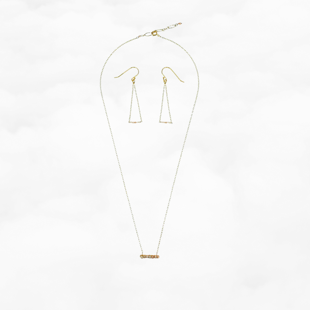 Radiance Necklace and Triangle Earrings Set (Champagne) - Yun Boutique