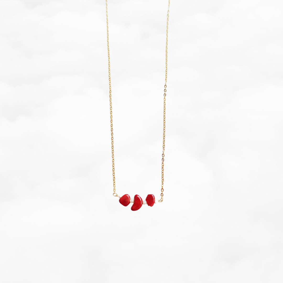 Red Coral Pendant Necklace - Yun Boutique