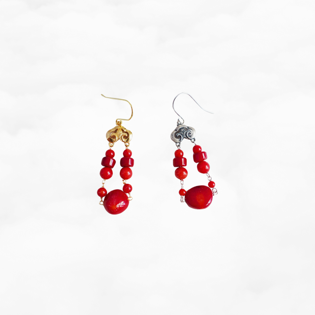 Red Coral Tribal Earrings - Yun Boutique