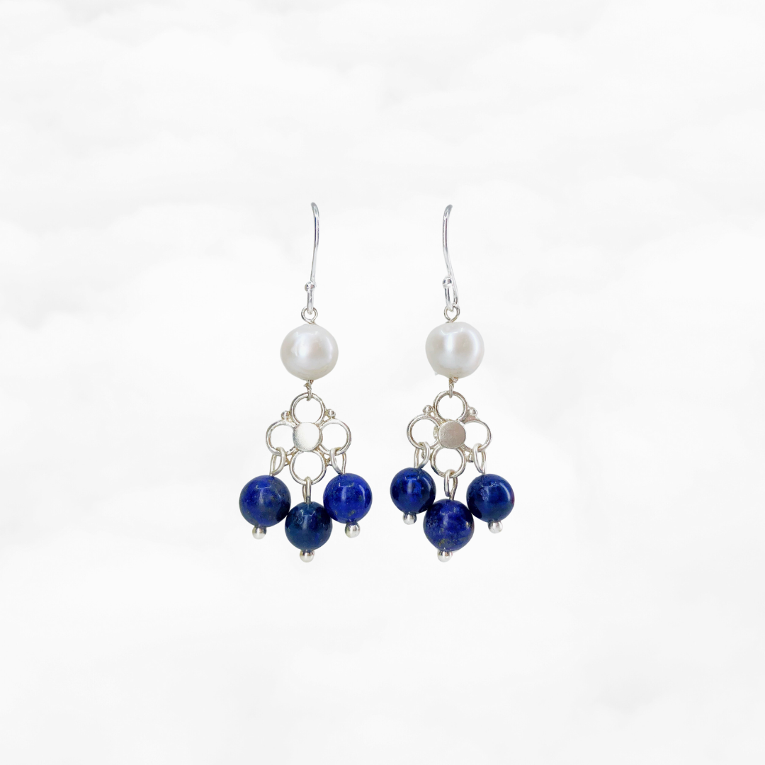 Seeds of Heaven Lapis and Pearl Earrings - Yun Boutique