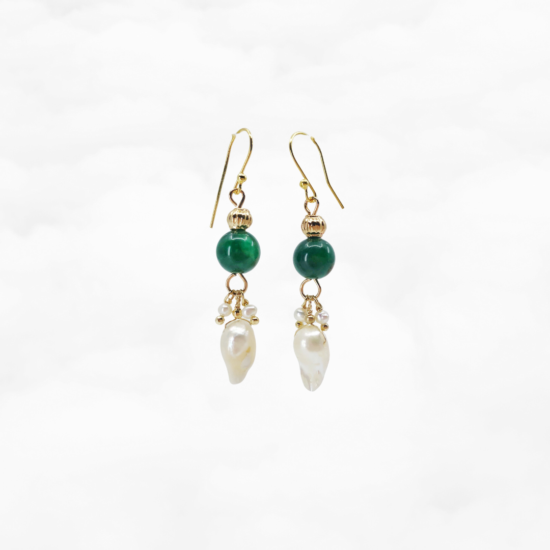 Pearl Feather Jade Earrings - Yun Boutique