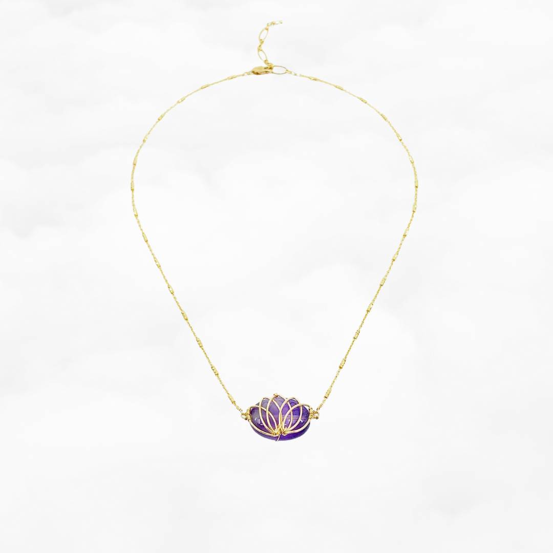 Serene Lotus Necklace in Amethyst - Yun Boutique