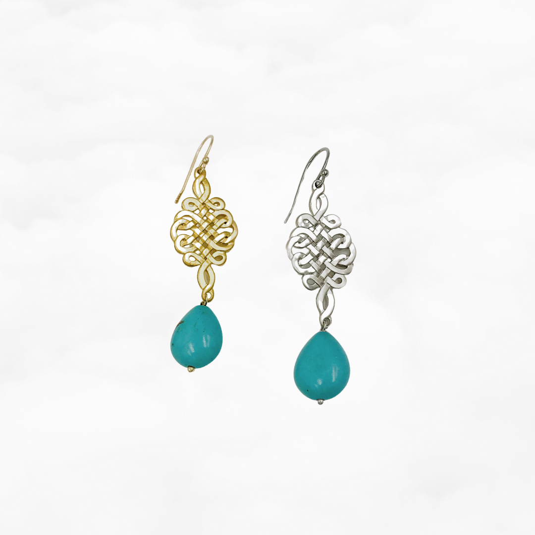 Chinese Knot Turquoise Earrings - Yun Boutique