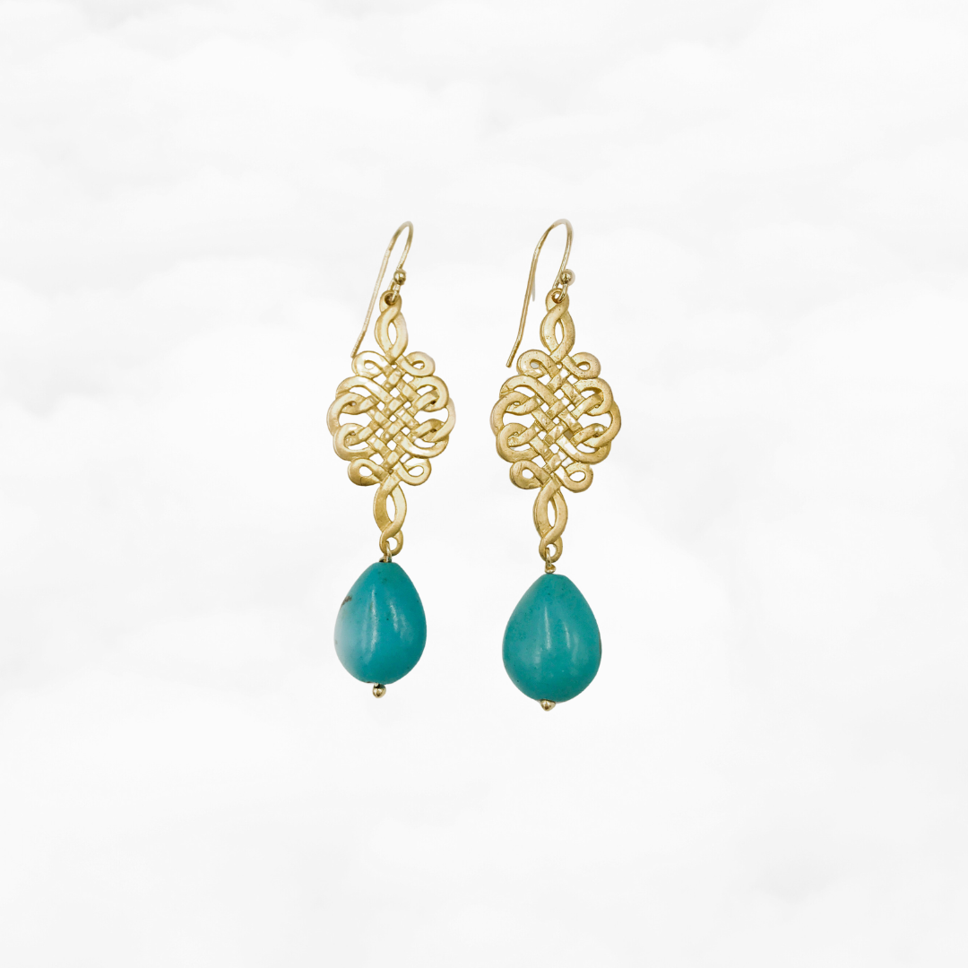 Chinese Knot Turquoise Earrings - Yun Boutique