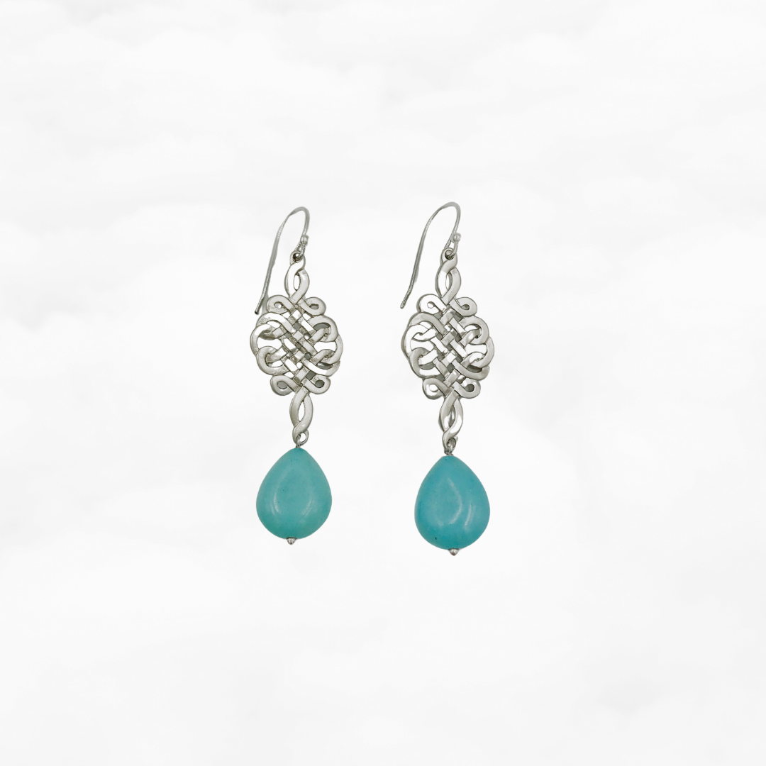 Chinese Knot Turquoise Earrings - Yun Boutique