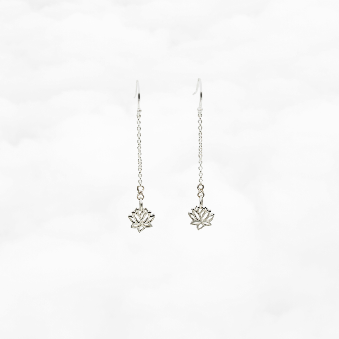 Sterling Silver Lotus Earrings - Yun Boutique